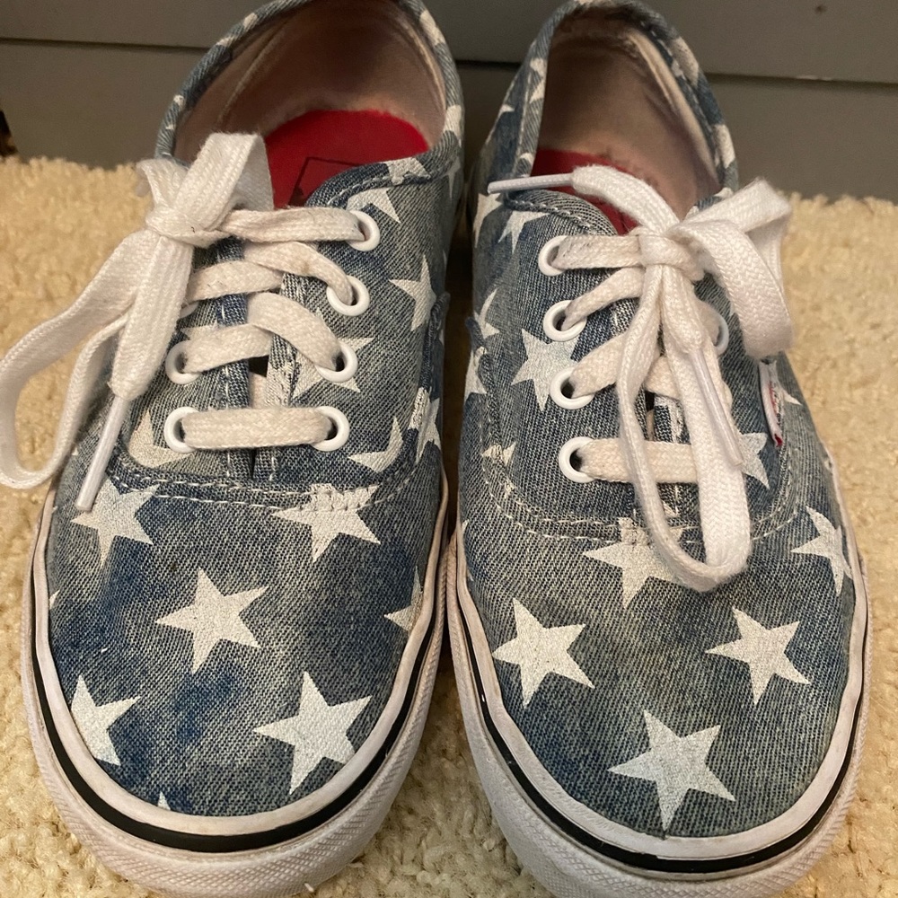 Acid Wash Blue jean star pattern Vans Mens 5.5 Womens 7